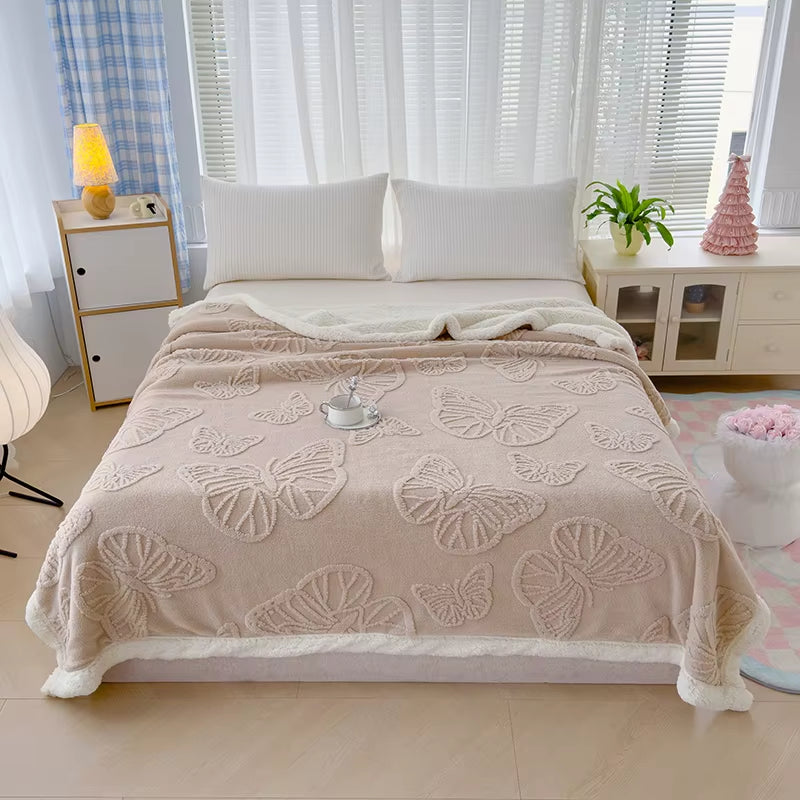 Modern One Piece Set Raschel Taffeta Lambswool Reactive Printed Quilting Solid Blanket Four Seasons Anti-Static