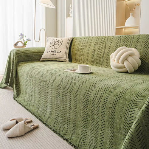 Chenille Herringbone Woven Sofa Cover Blanket Soft Breathable All Season Universal Couch Protector Decorative Throw