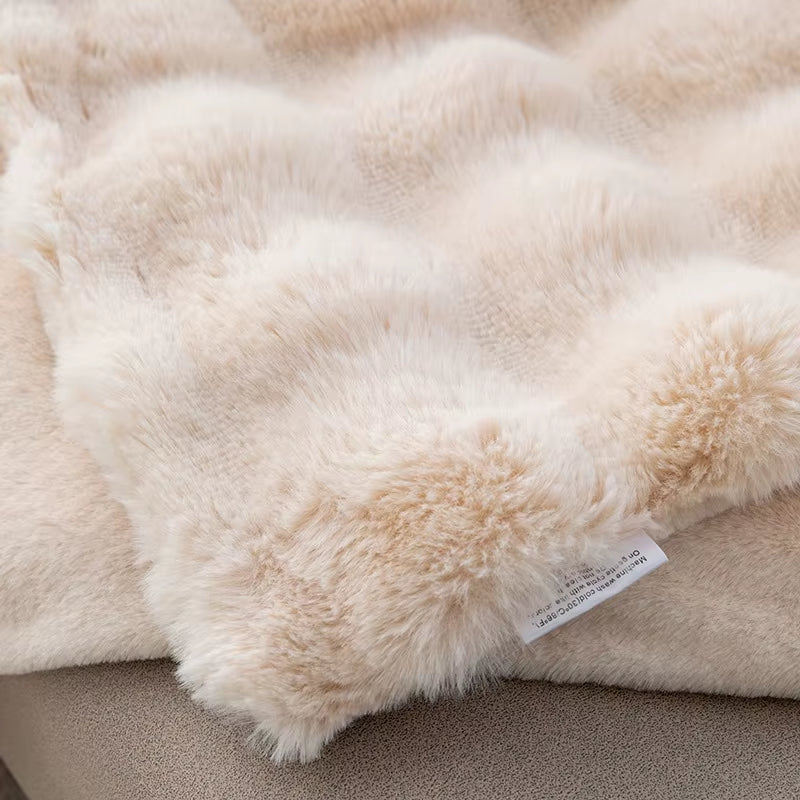 Thickened Fleece Fuzzy Blankets Custom Raschel Blanket Solid Knitted Big Size Four Seasons Warm Cheap Single Blanket Prices