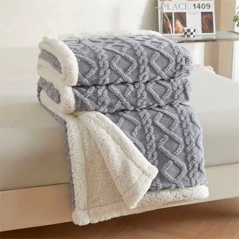 Super Soft Thickened Velvet Polyester Throw Blanket for Lunch Break & Shop Celebration Gift-Customizable Home Use