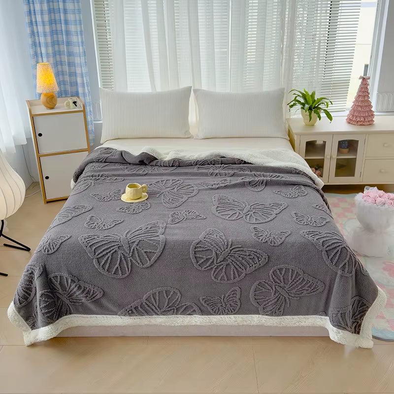 Modern One Piece Set Raschel Taffeta Lambswool Reactive Printed Quilting Solid Blanket Four Seasons Anti-Static