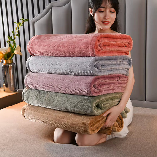 2025 New Style One Piece Set Rabbit Fur Imitation Reactive Printed Edge-Trimming Blanket