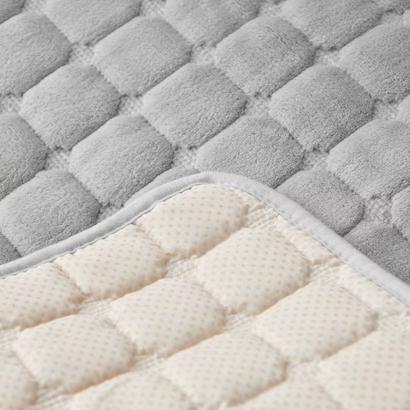 Winter Solid Color Flannel Square One-Piece Sofa Cushions Modern Simple Thickened Warm Plush Checkered Single-Seat Sofa Covers