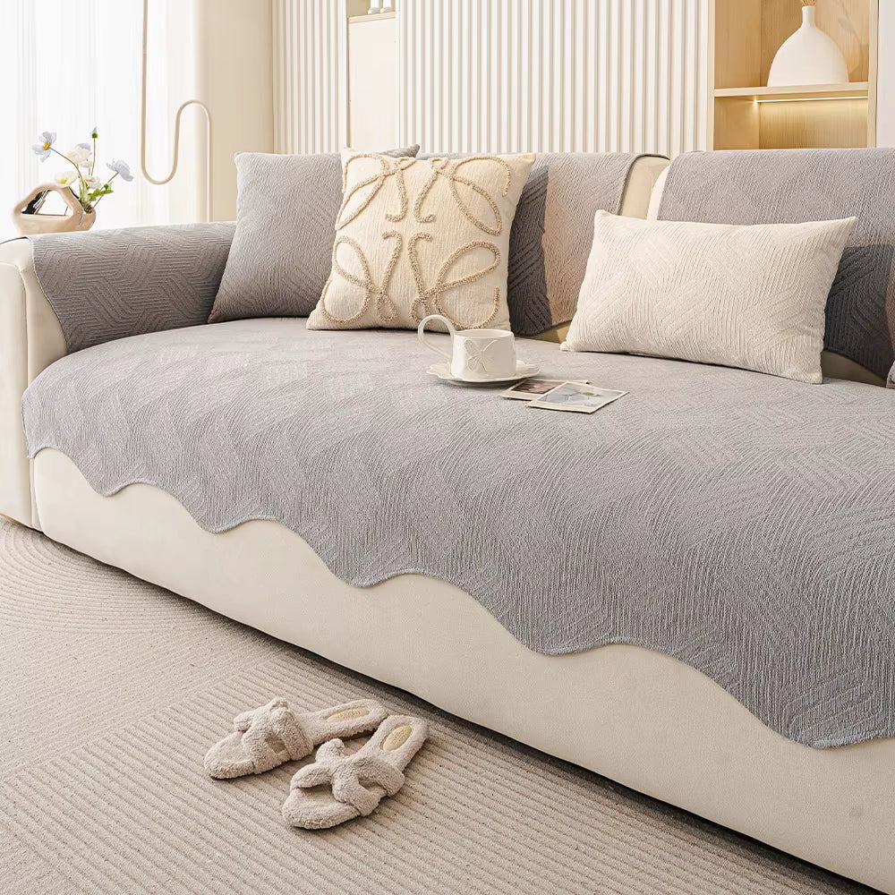 Customizable Solid Striped Jacquard Sofa Slipcover Non-Slip Pet-Friendly Cover for Living Room Factory Wholesale