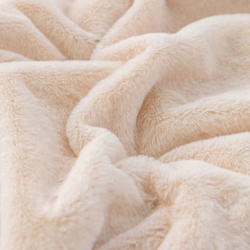 Thickened Fleece Fuzzy Blankets Custom Raschel Blanket Solid Knitted Big Size Four Seasons Warm Cheap Single Blanket Prices