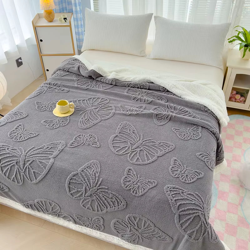 Modern One Piece Set Raschel Taffeta Lambswool Reactive Printed Quilting Solid Blanket Four Seasons Anti-Static