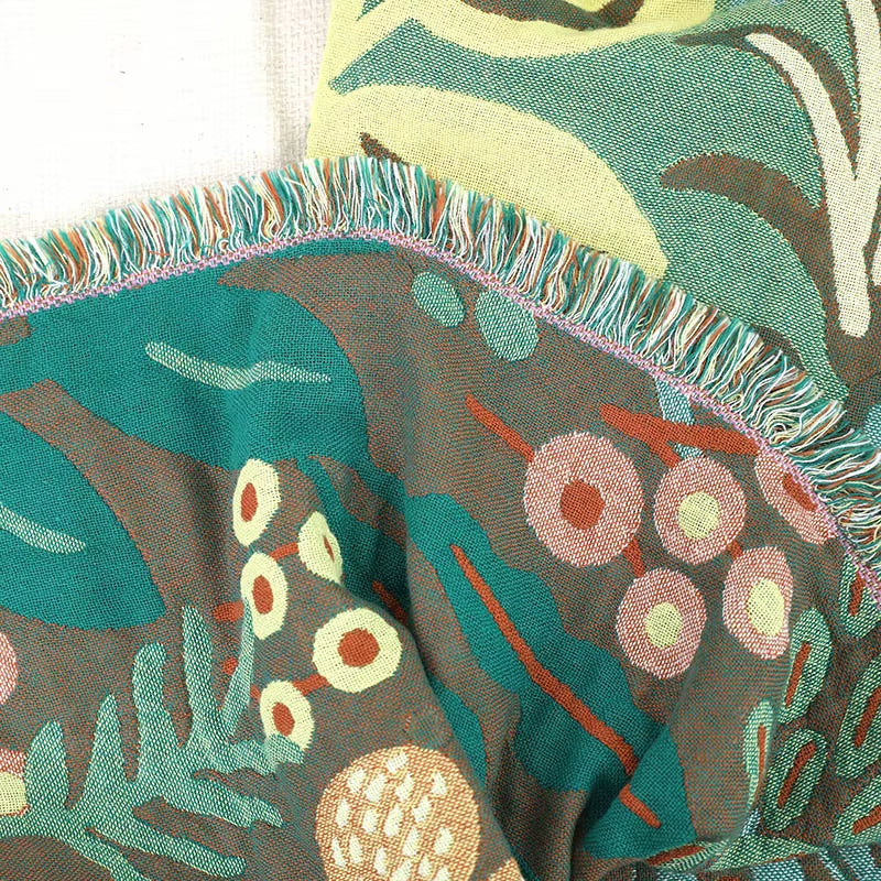 4 Layer Cotton Gauze Boho Adult Blanket Gauze Quilt Cotton Baby Blanket with Tassel Towel Blankets for Bedroom