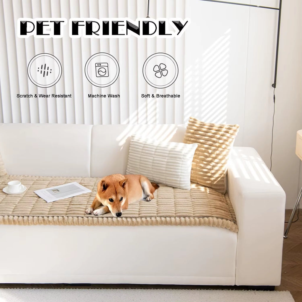 Modern Checkered Quilted Polyester Pet Couch Cover Dogs Washable Non-Slip Protector Pet Friendly Dog Mat for Couches Sofas