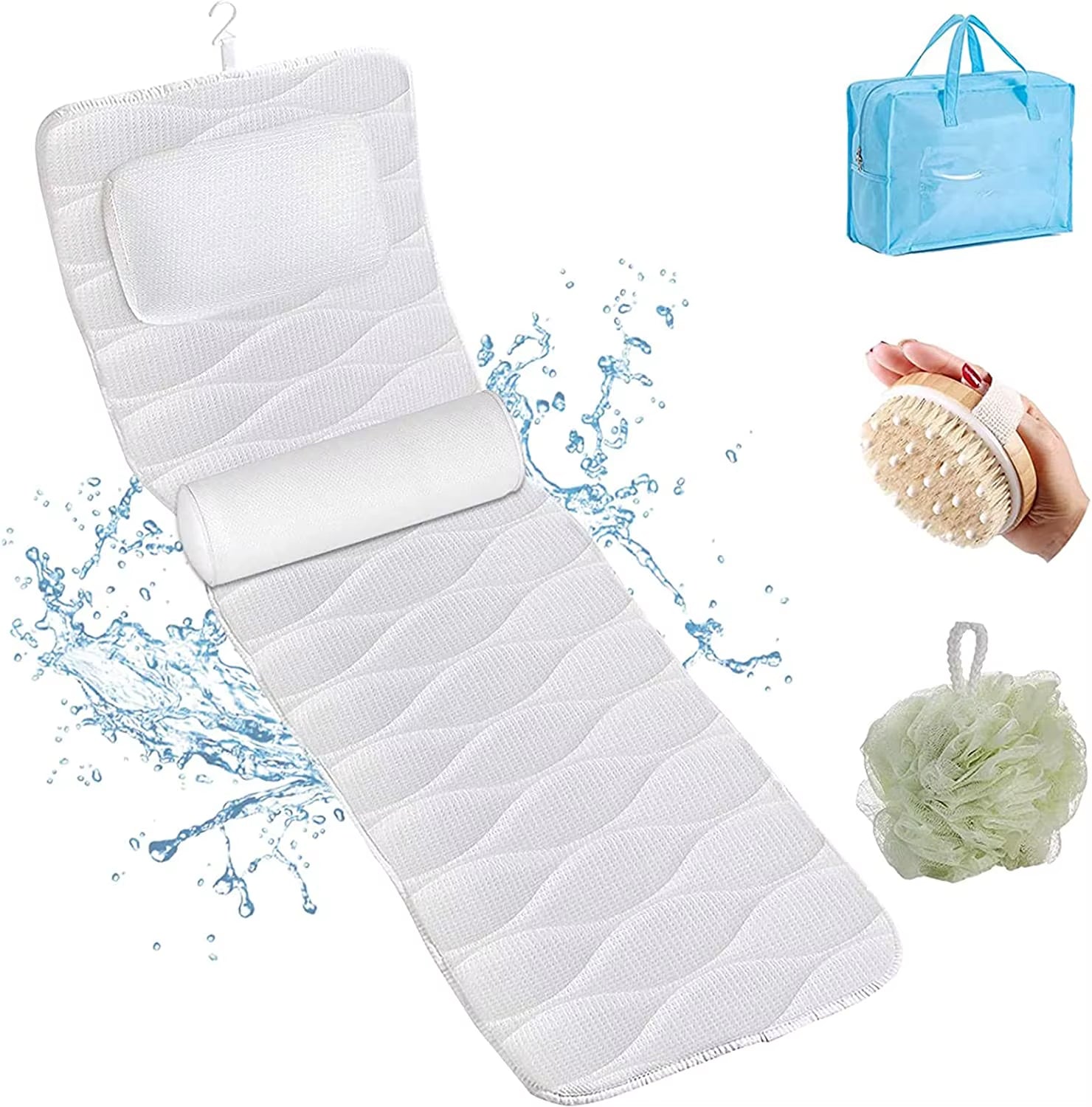 Luxury 3D Air Mesh Anti-Skid Eco-Friendly Solid Spa Bath Pillow Mat Full Body Cushion Suction Cups Durable Polyester Custom Size