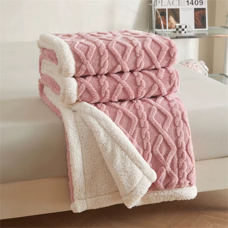 Super Soft Thickened Velvet Polyester Throw Blanket for Lunch Break & Shop Celebration Gift-Customizable Home Use