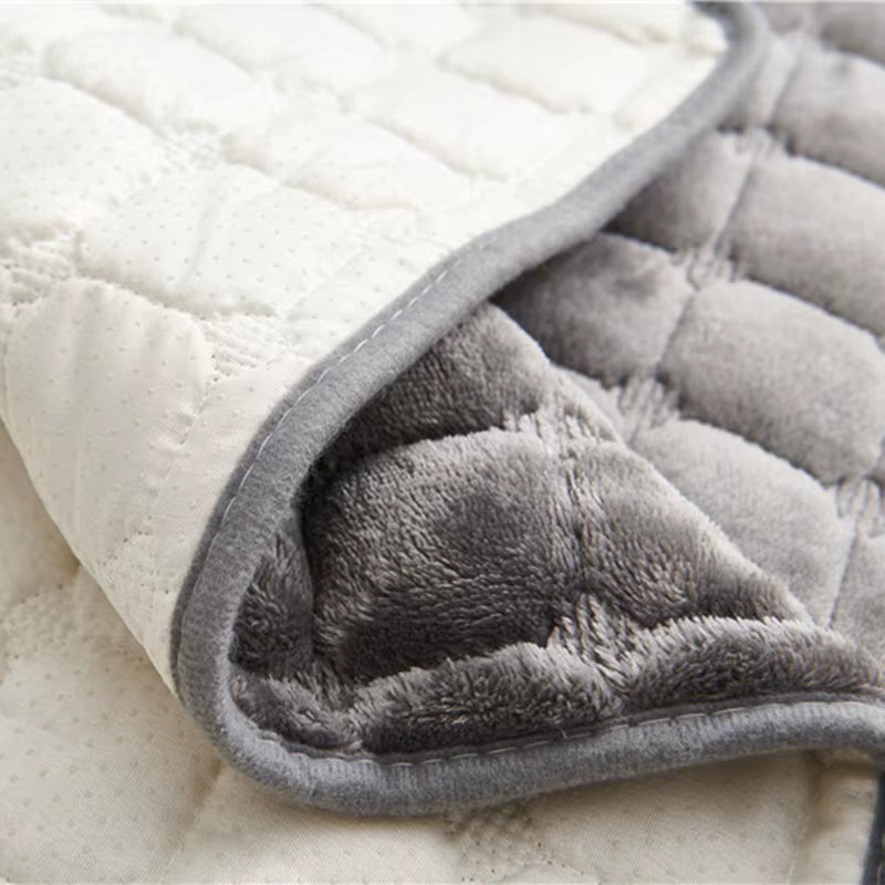 Winter Solid Color Flannel Square One-Piece Sofa Cushions Modern Simple Thickened Warm Plush Checkered Single-Seat Sofa Covers