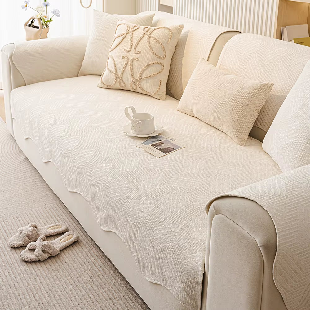 Customizable Solid Striped Jacquard Sofa Slipcover Non-Slip Pet-Friendly Cover for Living Room Factory Wholesale