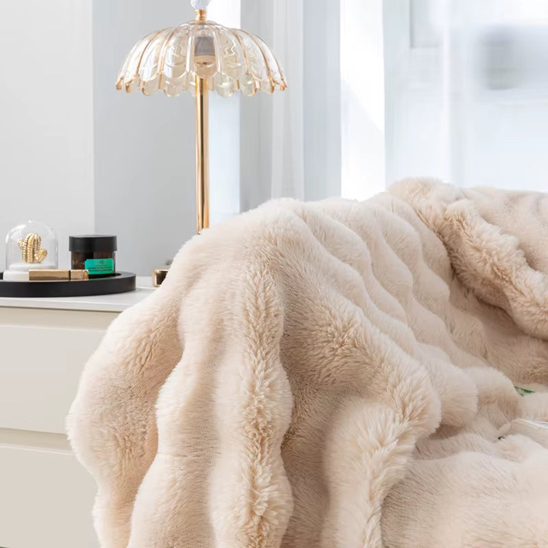 Thickened Fleece Fuzzy Blankets Custom Raschel Blanket Solid Knitted Big Size Four Seasons Warm Cheap Single Blanket Prices