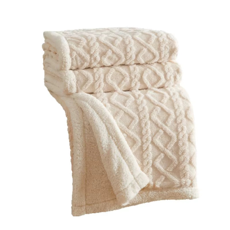 Super Soft Thickened Velvet Polyester Throw Blanket for Lunch Break & Shop Celebration Gift-Customizable Home Use