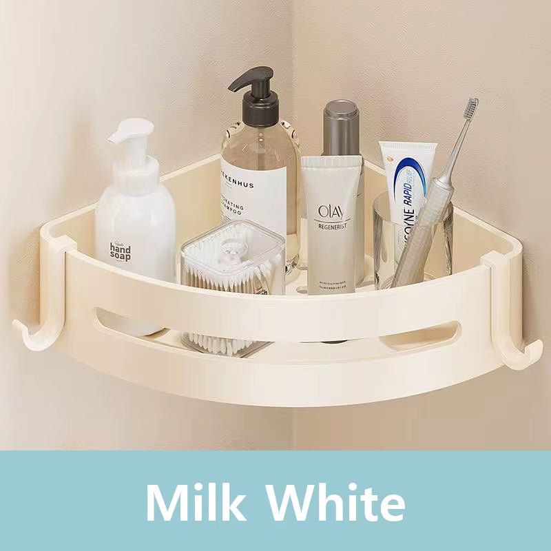 Top 1 Hot Sale Wholesale Wall Mounted Bathroom Corner Shelf Organizer Shelf Self Adhesive Screw Dual Use Black Bathroom Shelves
