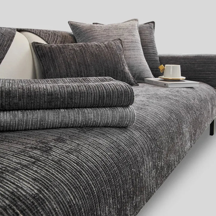 Bryn Striped Chenille Couch Seat Panel, texture detail