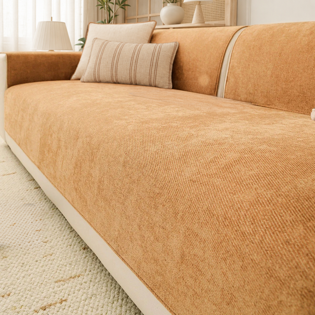 Bryn Yarn Dyed Chenille Couch Seat Panel on sofa