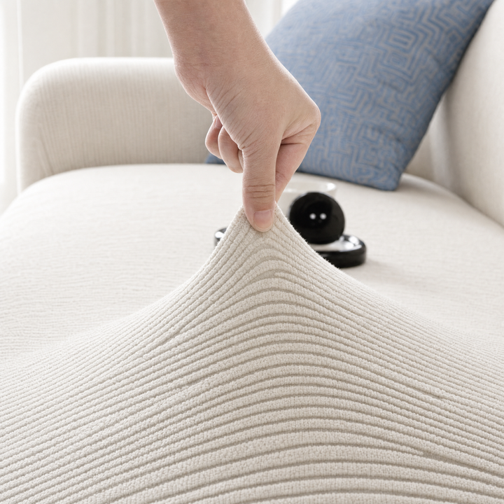 Elin Stretch Jacquard Couch Slipcover, living room lifestyle