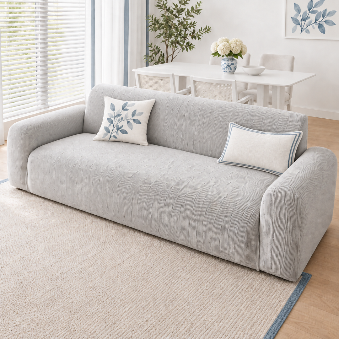 Elin Stretch Jacquard Couch Slipcover in light gray