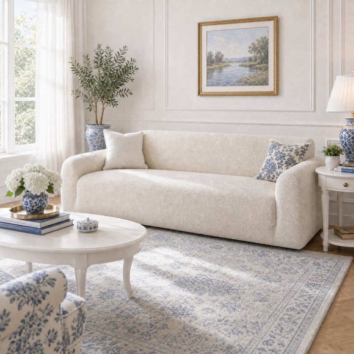 Elin Plush Velvet Couch Slipcover, living room lifestyle
