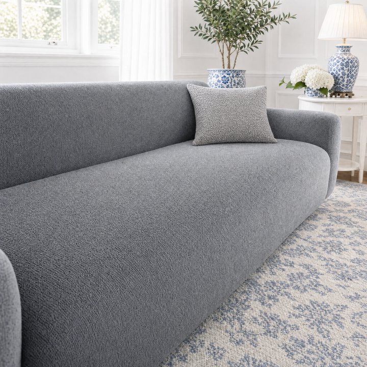 Elin Plush Velvet Couch Slipcover, living room lifestyle