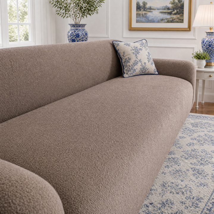 Elin Plush Velvet Couch Slipcover, living room lifestyle
