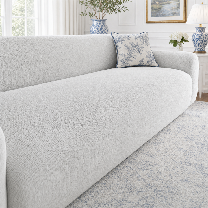 Elin Plush Velvet Couch Slipcover, living room lifestyle