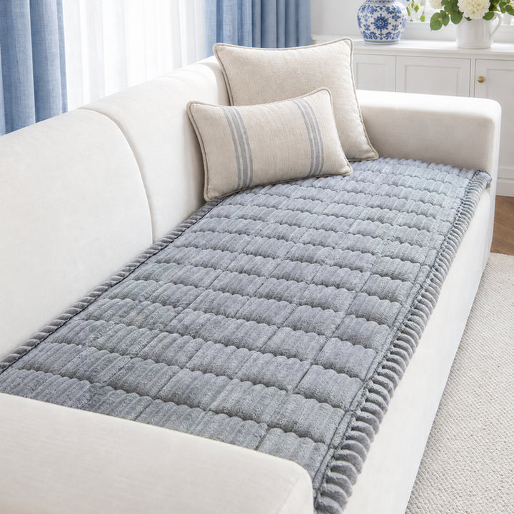 Greer Quilted Corduroy Couch Seat Panel on sofa, front view