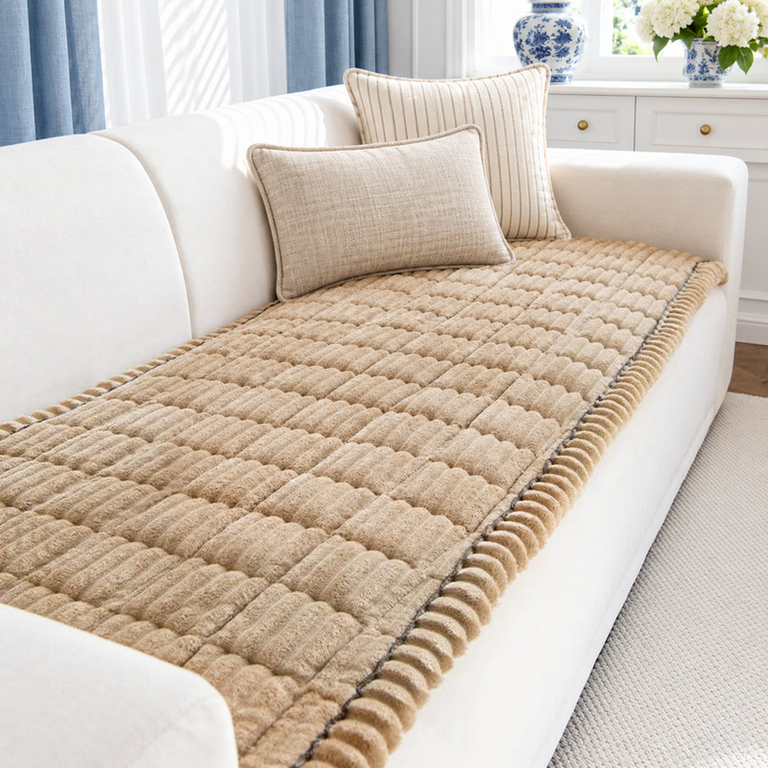 Greer Quilted Corduroy Couch Seat Panel on sofa
