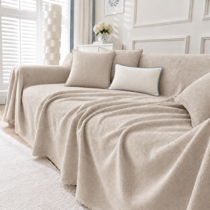 Greer Quilted Couch Cover in beige