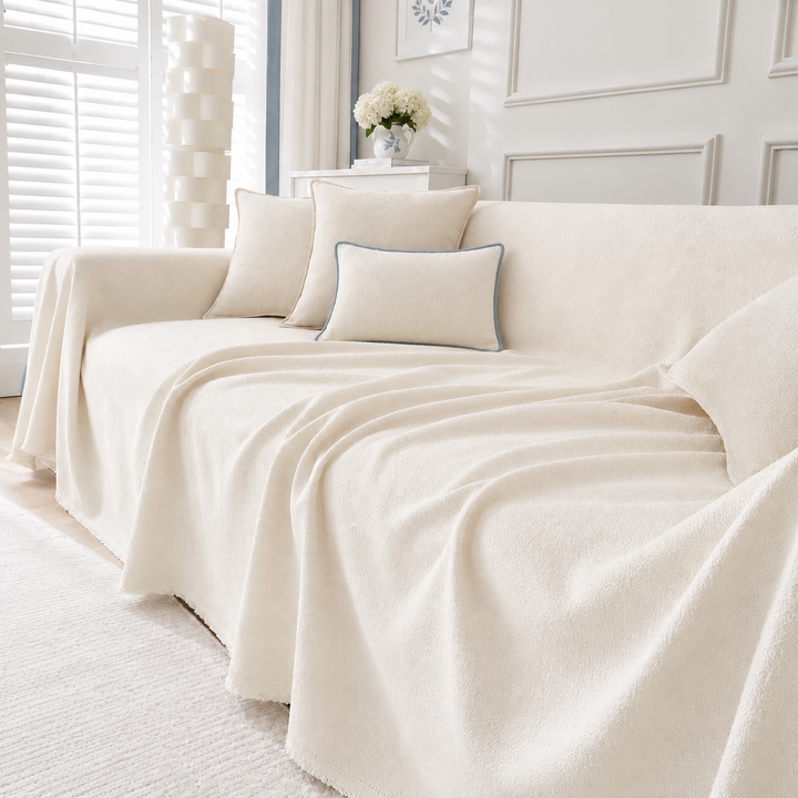 Greer Quilted Couch Cover in cream