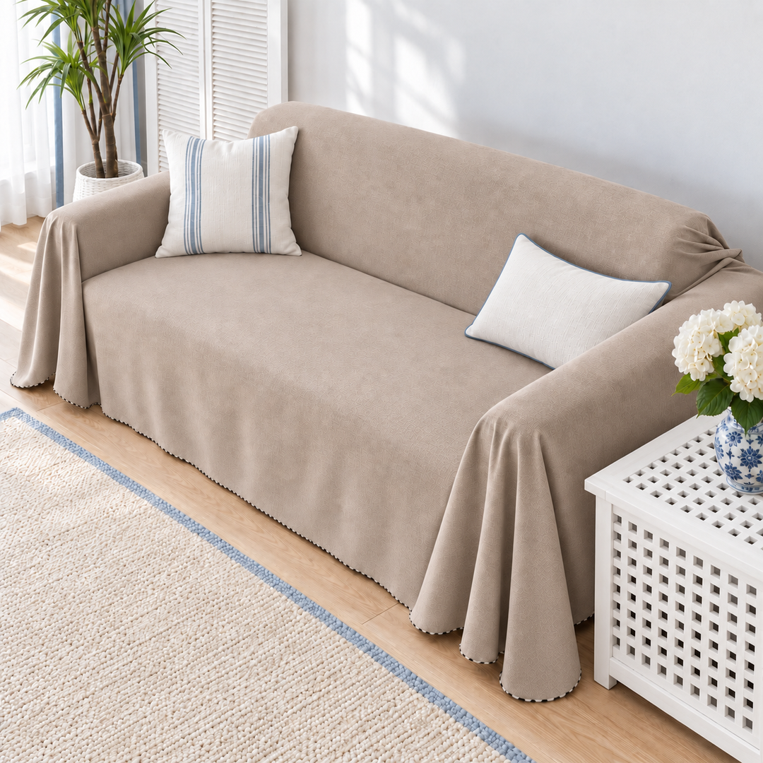 Isla Spill Resistant Couch Cover in beige