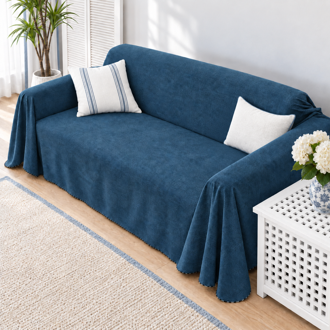 Isla Spill Resistant Couch Cover in dark blue