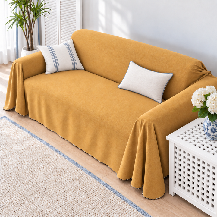 Isla Spill Resistant Couch Cover in mustard