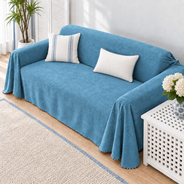 Isla Spill Resistant Couch Cover in teal blue