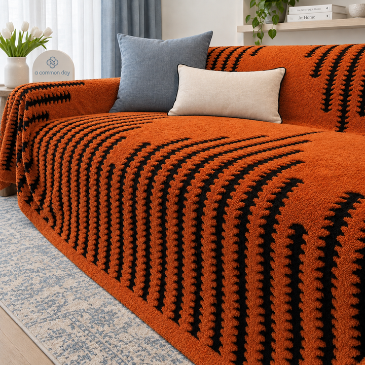 Thea Heavyweight Chenille Couch Cover, living room lifestyle