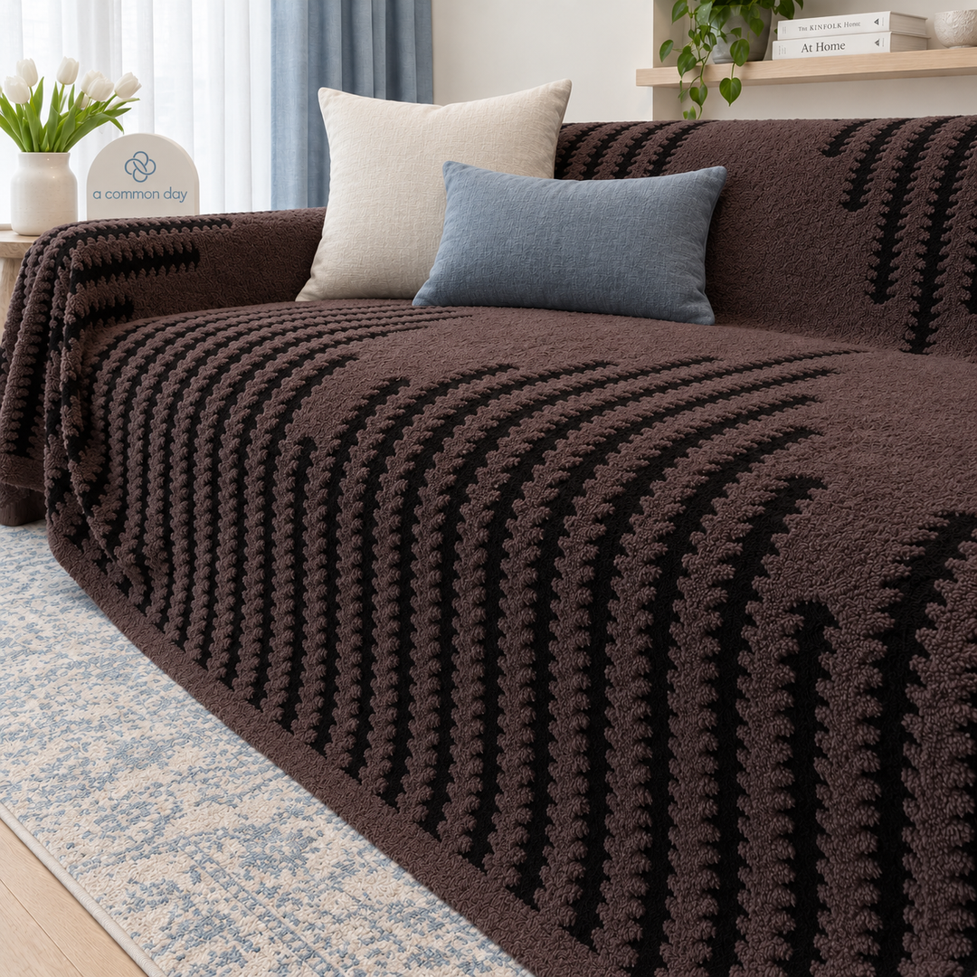 Thea Heavyweight Chenille Couch Cover, living room lifestyle