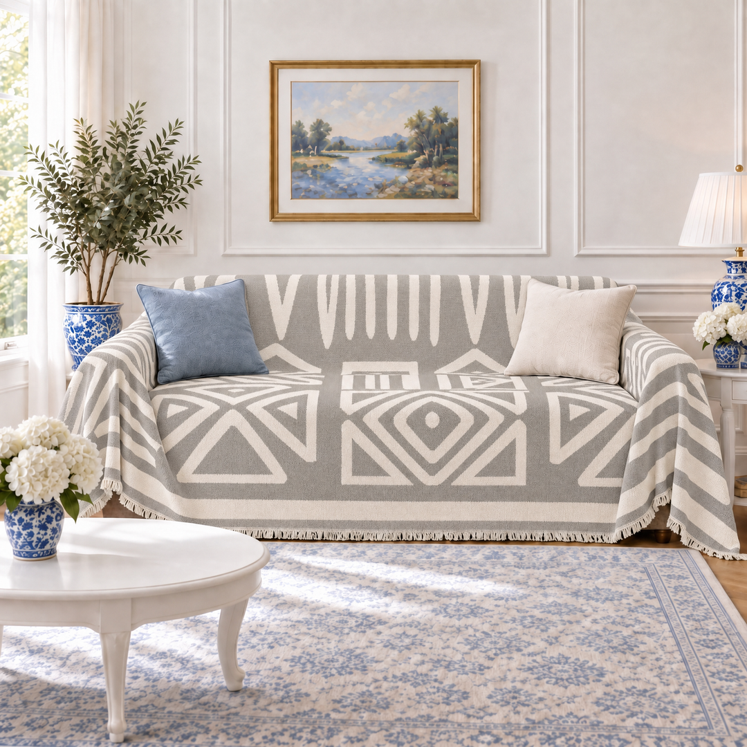 Thea Reversible Boho Couch Cover, living room lifestyle