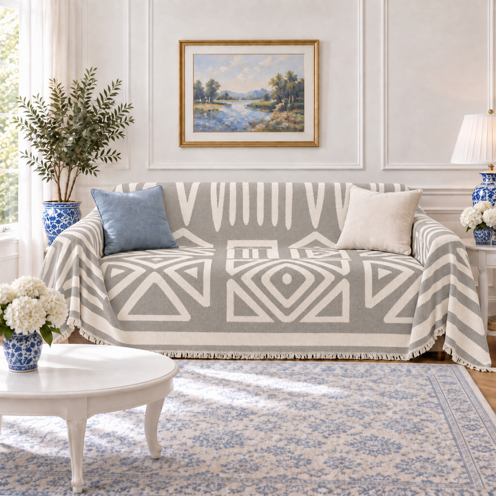 Thea Reversible Boho Couch Cover, living room lifestyle