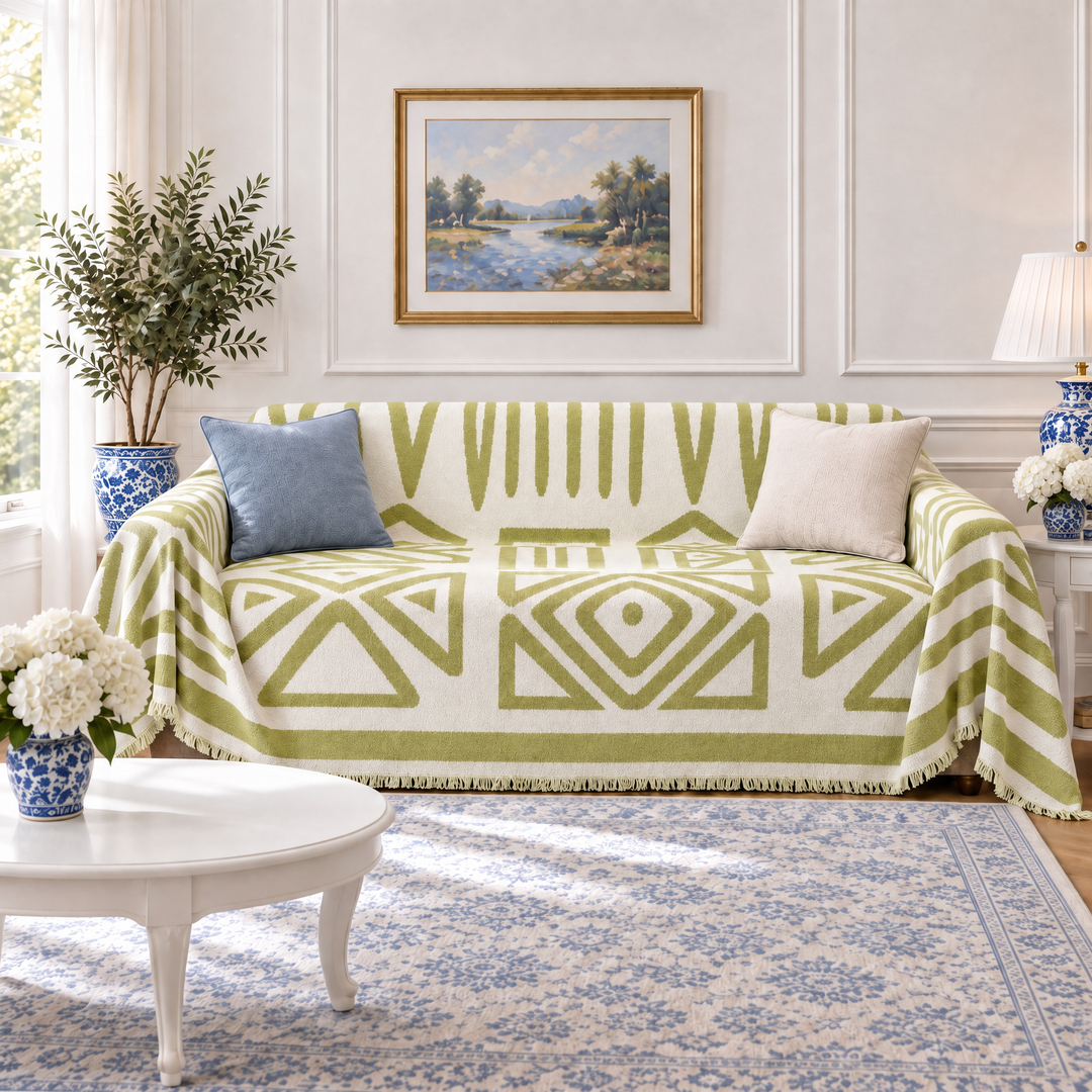 Thea Reversible Boho Couch Cover, living room lifestyle