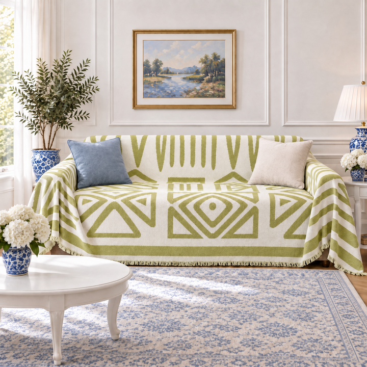 Thea Reversible Boho Couch Cover, living room lifestyle