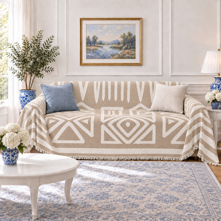 Thea Reversible Boho Couch Cover, living room lifestyle