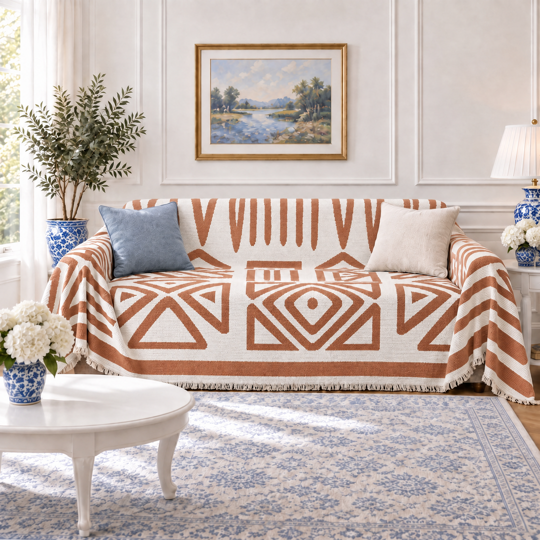 Thea Reversible Boho Couch Cover, living room lifestyle