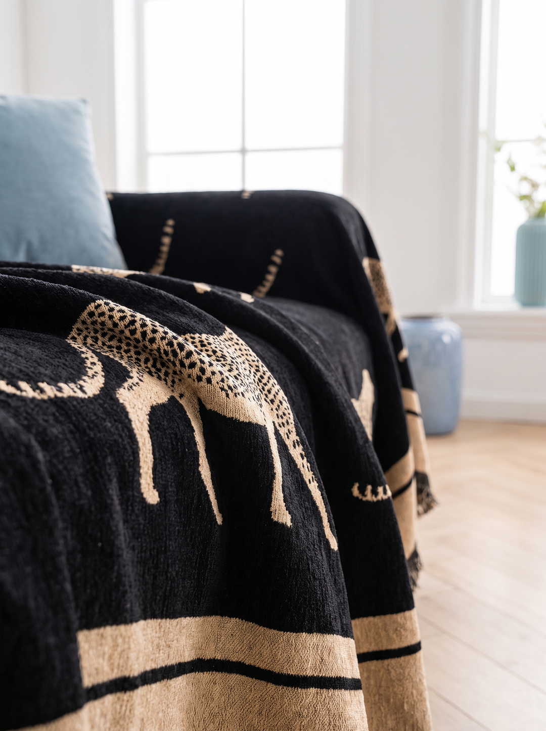 leopard jacquard chenille sofa cover iwt1