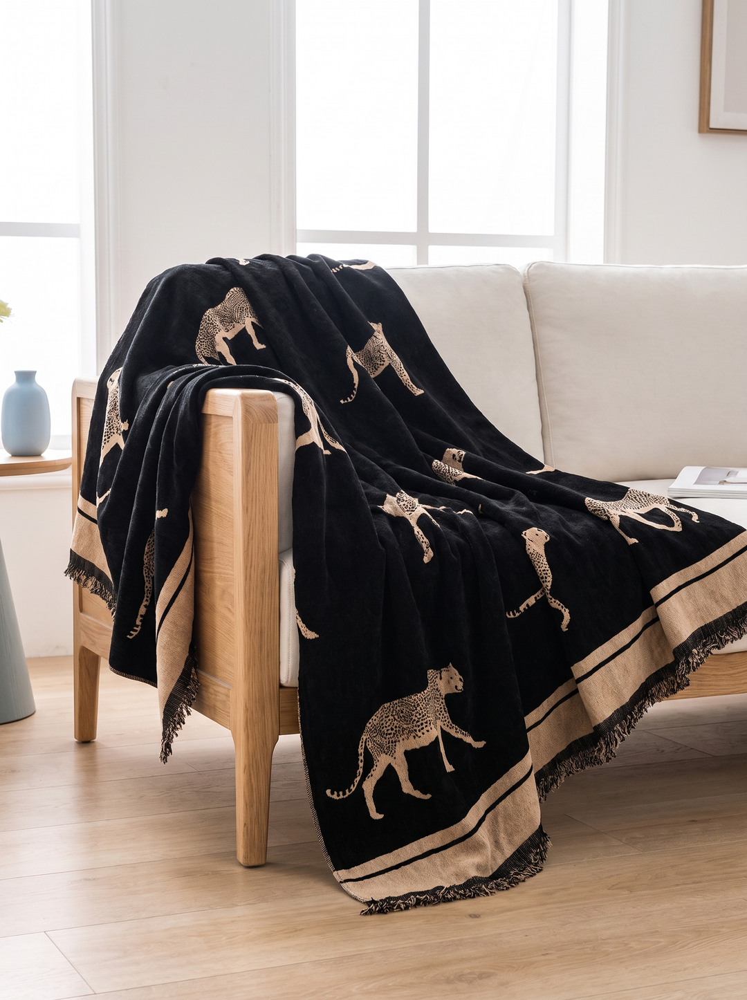 leopard jacquard chenille sofa cover iwt2