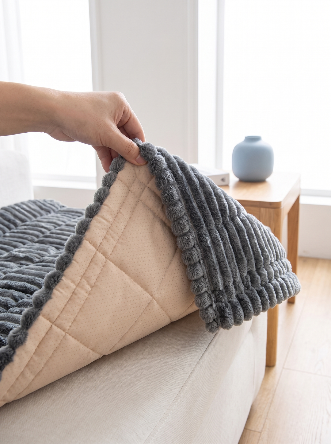 quilted stripe flannel sofa panel iwt2