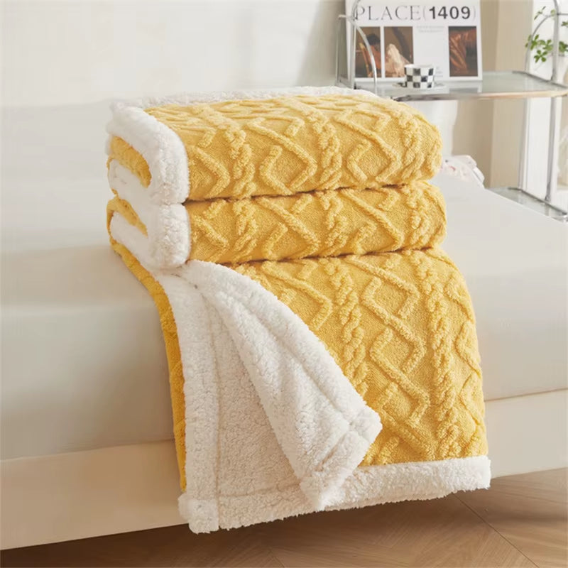 Super Soft Thickened Velvet Polyester Throw Blanket for Lunch Break & Shop Celebration Gift-Customizable Home Use