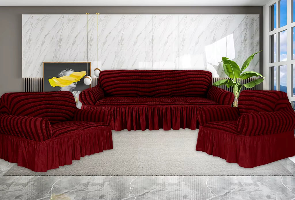 Wholesale Furniture Slipcover Elastic Stretch Sofa Cover with Skirt Custom 3 Bodies Covers Sofa