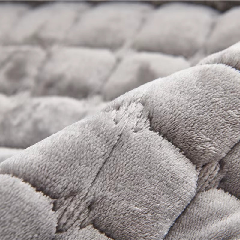 Winter Solid Color Flannel Square One-Piece Sofa Cushions Modern Simple Thickened Warm Plush Checkered Single-Seat Sofa Covers