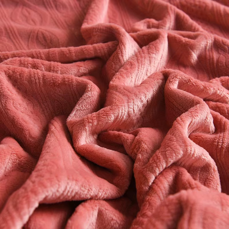 2025 New Style One Piece Set Rabbit Fur Imitation Reactive Printed Edge-Trimming Blanket